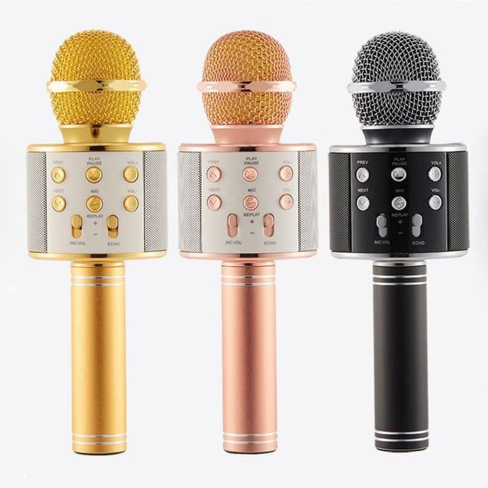 MIC KARAOKE BLUETOOTH WIRELESS PORTABLE WS858 / Mic WS 858 Speaker Smule Wireless Karoke Portable