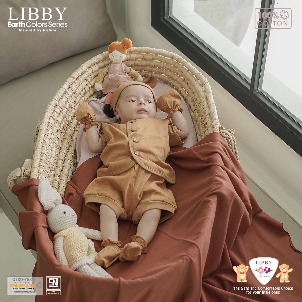 Libby Earth Comfy Set Pendek (1stel/pack) / Set Baju Lengan Pendek Celana Pendek (Tersedia varian ukuran dan warna)