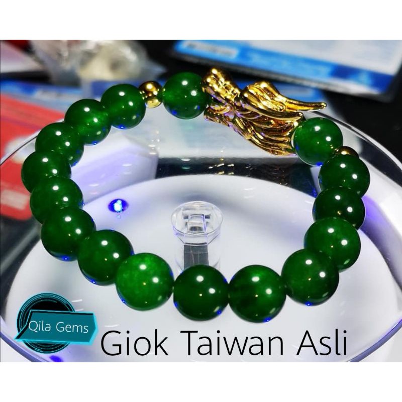 GELANG KESEHATAN BATU GIOK TAIWAN ASLI NATURAL KOMBINASI PIXIU