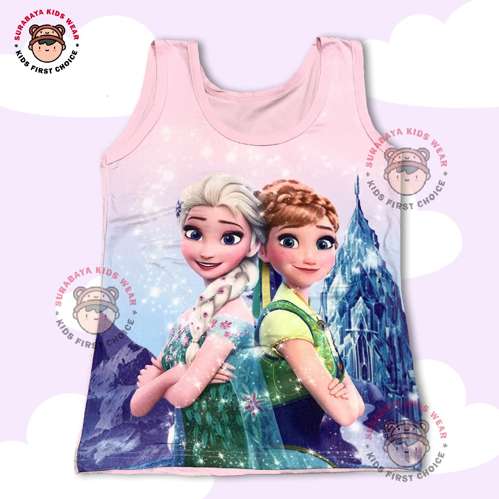 Atasan Singlet Anak Perempuan Motif Frozen Tali Besar Tiana