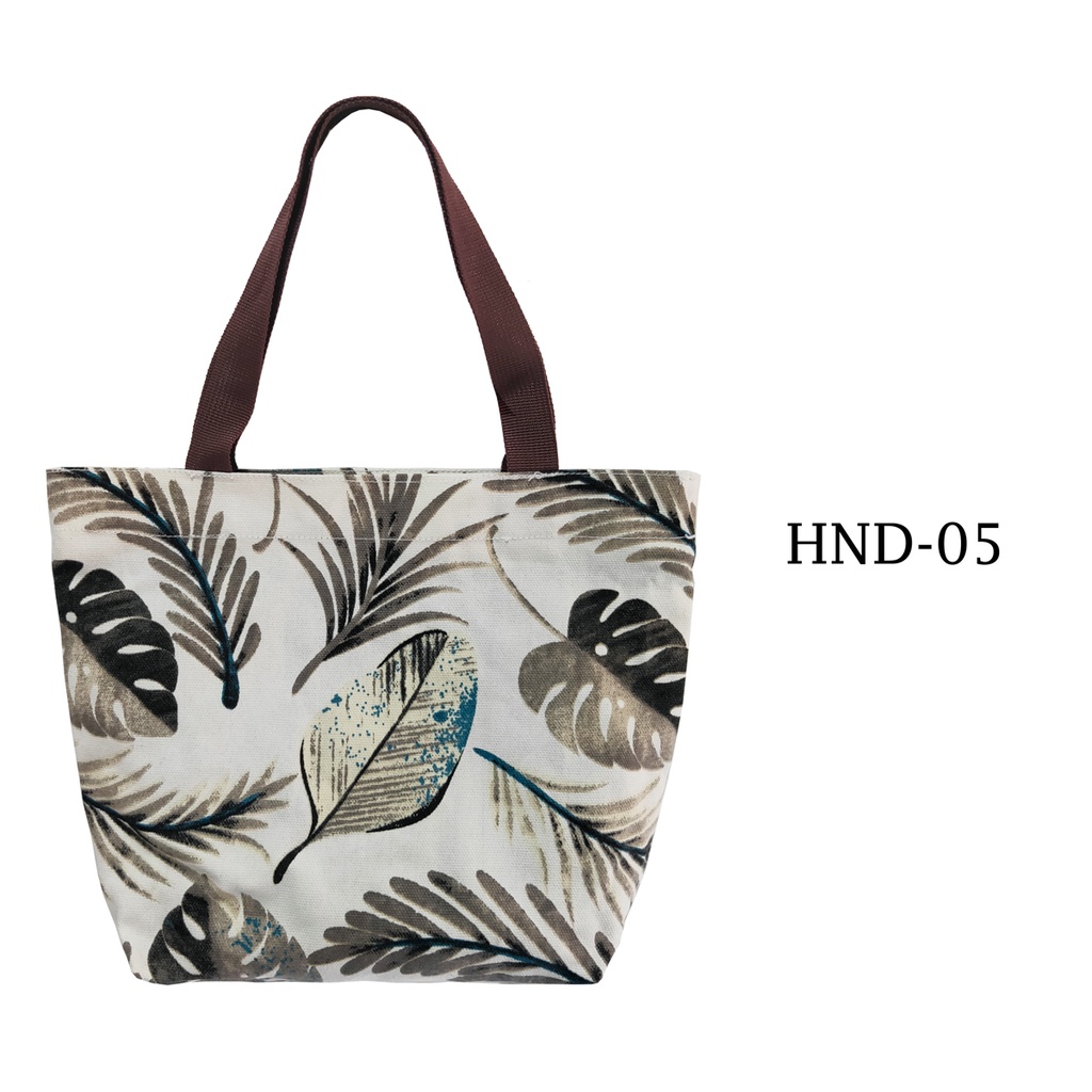 TAS KANVAS HAND BAG TAS TANGAN TOTE BAG BAHAN KAIN KANVAS TEBAL DENGAN RITSLETING MOTIF HND-05