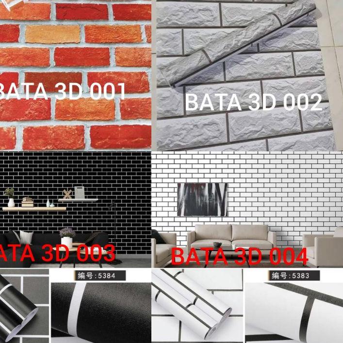 ⚡Akhir Tahun⭐ Terlaris Wallpaper Sticker Murah Wallpaper Dinding Ruang Tamu | Batu Bata | Hitam | Pu