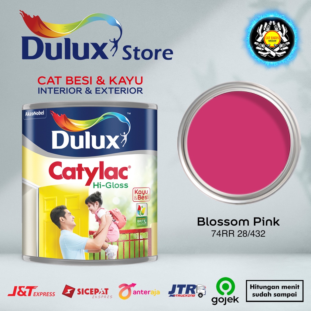CAT MINYAK CAT KAYU DAN BESI DULUX CATYLAC HI-GLOSS 1 KG WARNA BLOSSOM PINK 74RR 28/432 PINK TUA MAG