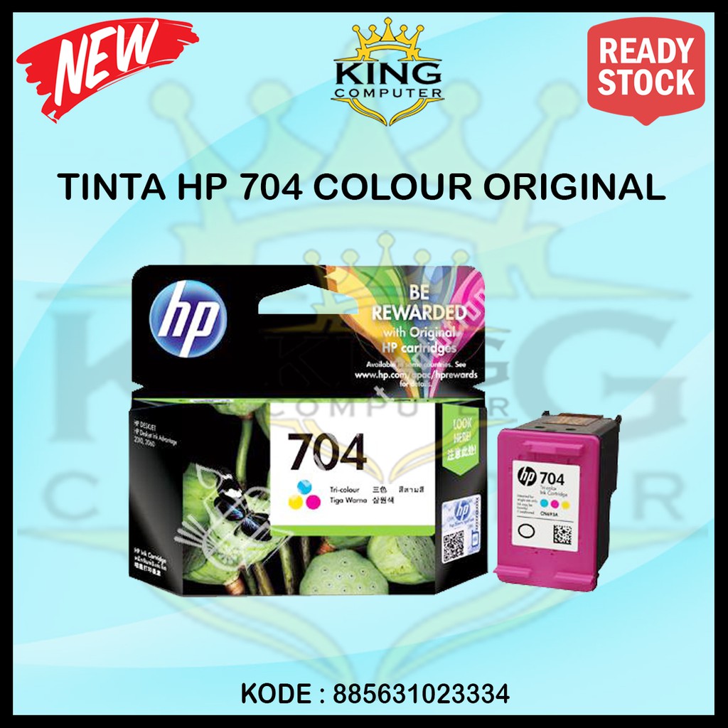 Cartridge HP 704 Color Ink CN693AA Tinta Printer 2010 K010 2060 K110