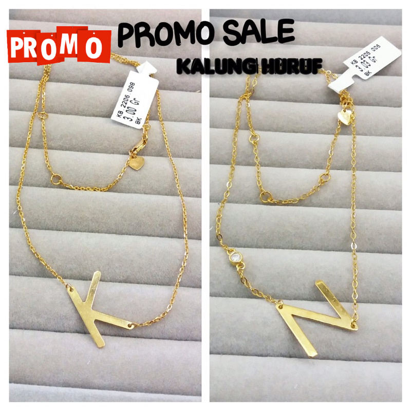 KALUNG HURUF ALPHABET KADAR 375/8K PROMO TERMURAH