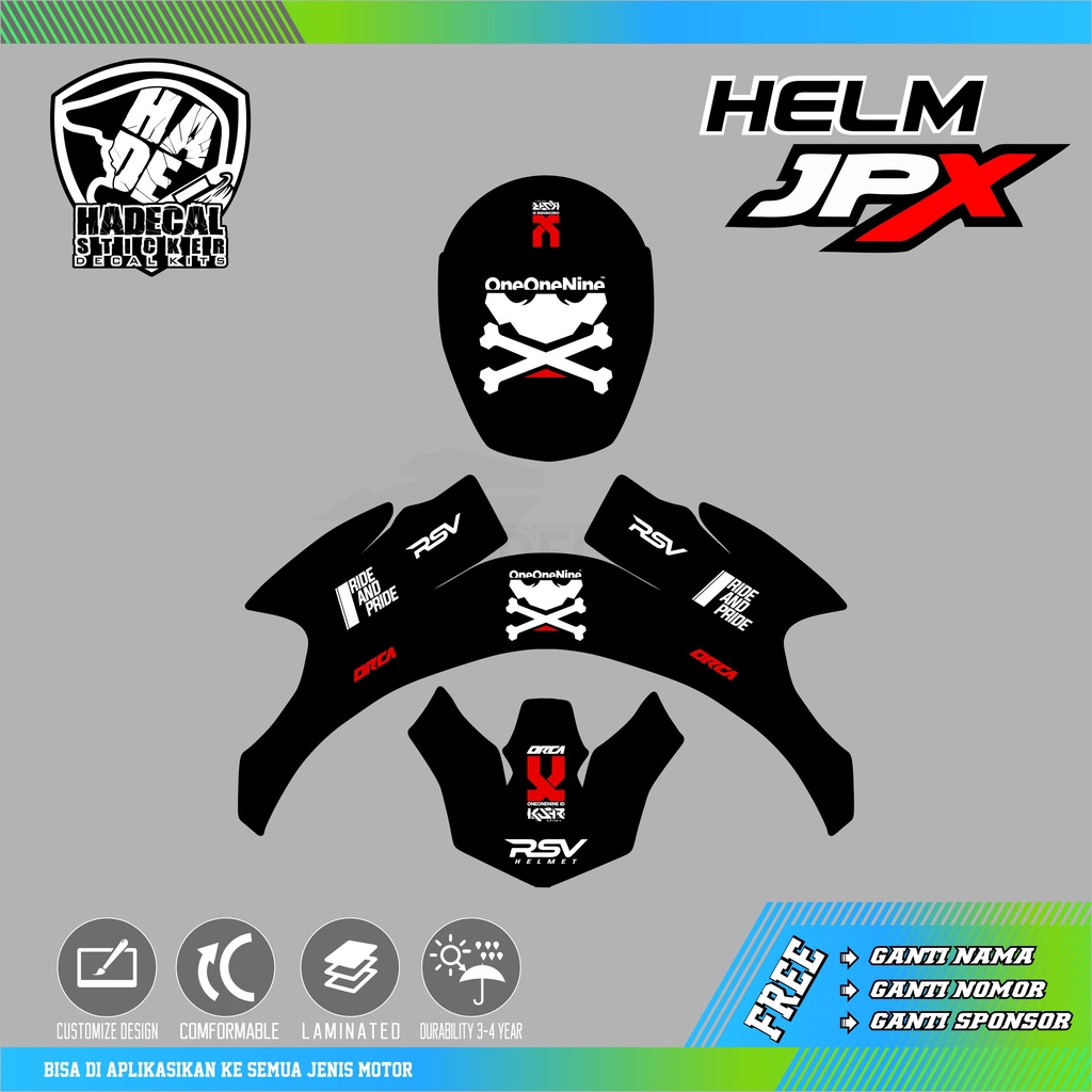 DECAL STICKER HELM JPX ORCA KSR ONEONENINE
