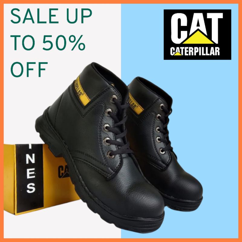 SEPATU SAFETY KERJA PROYEK PABRIK UJUNG BESI / SAFETY SHOES CATERPILLAR PRIA DAN WANITA / SEPATU KERJA CAFE RETORAN SPBU POM BENSIN ANTI SLIP / SEPATU BOOTS SAFETY MOTOR TOURING MOGE COWOK CEWEK