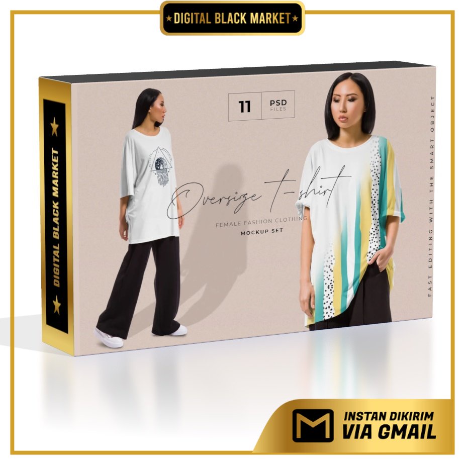 Oversize T-Shirt Mockup Women Set