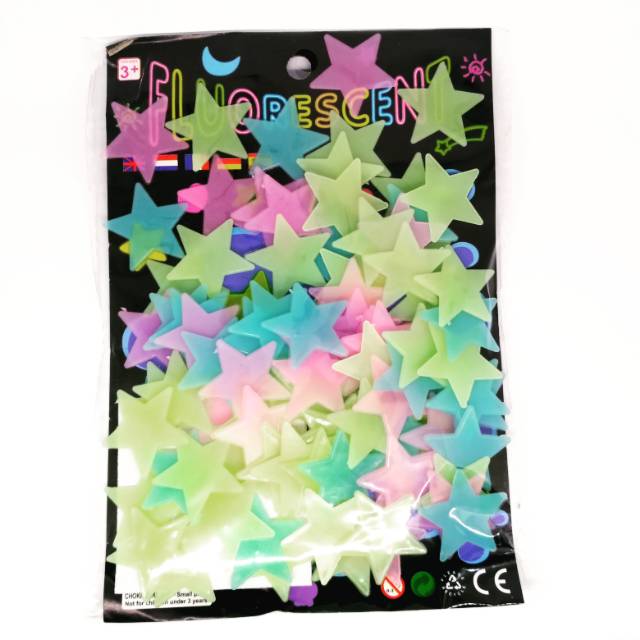 Bintang glow in the dark fluorescent warna mix star snow 100pcs