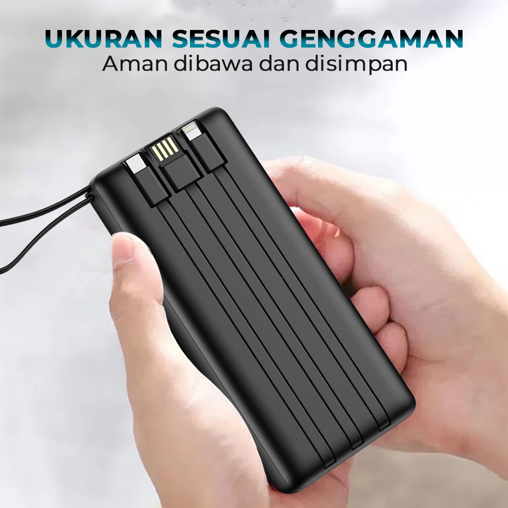 MOFIT M26 Powerbank 20000mAh Build in Cable + Fast Charge 2.4A Real Capacity