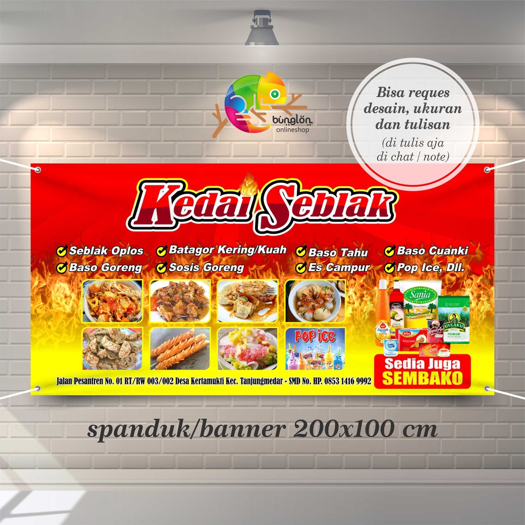 Jual Spanduk Banner Kedai Jajanan Seblak Shopee Indonesia