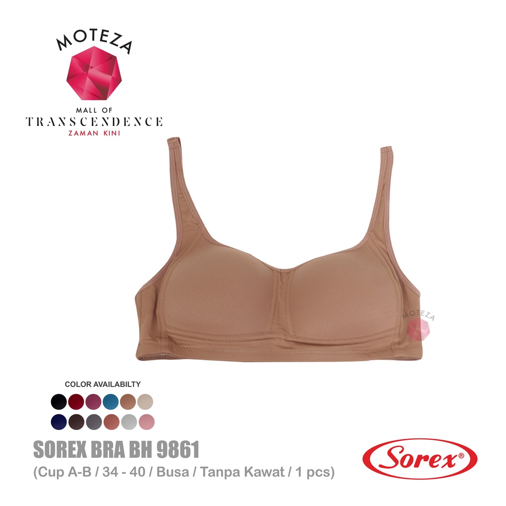 Sorex Bra Wanita - BH 9861 - Busa Cup A - B / Tanpa Kawat - Extra Comfort - Uk 34 - 40