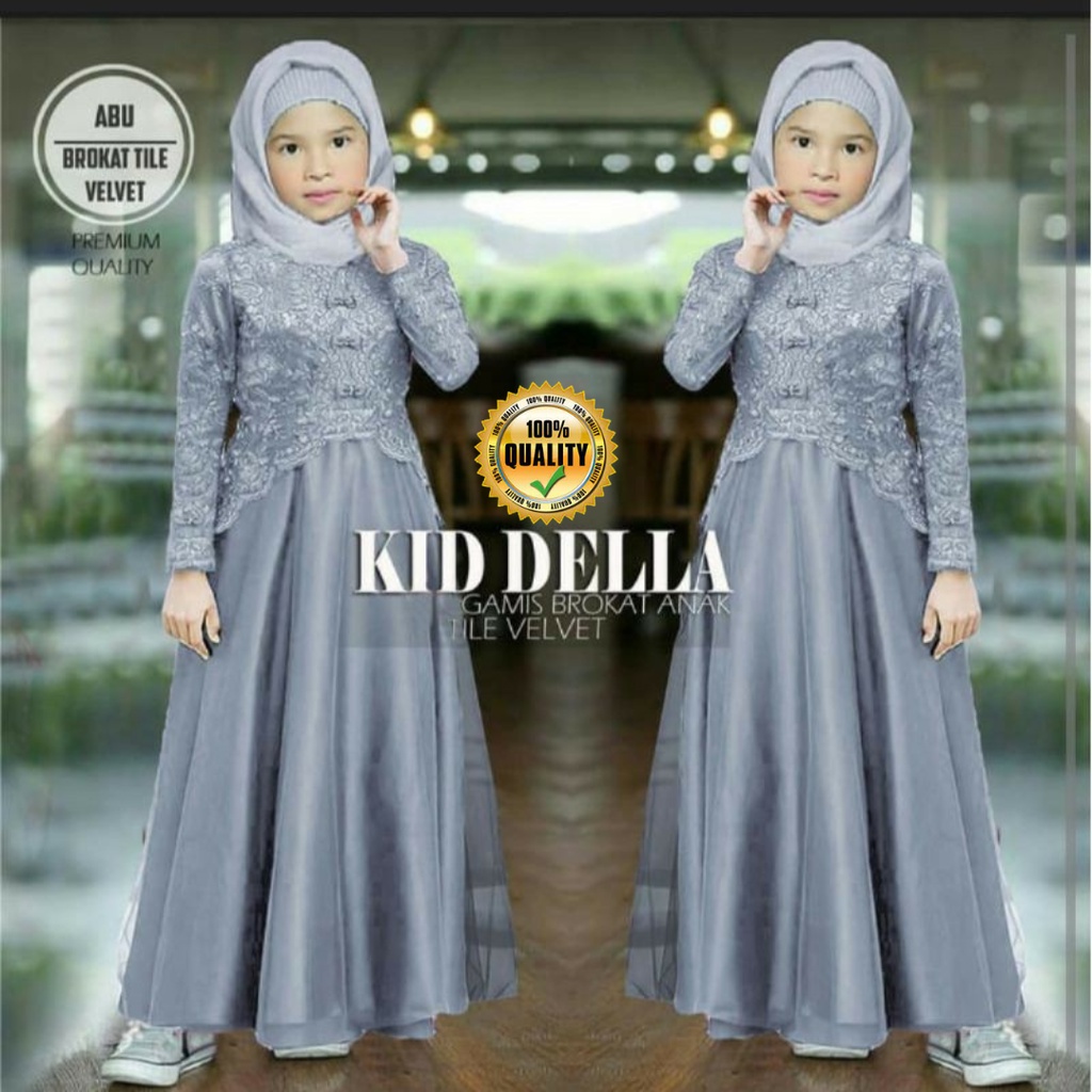 GAMIS  BRUKAT CUPLE IBU & ANAK / KAELLA &  KID KAELLA MAXY DRESS / GAMIS PESTA MUSLIM WANITA