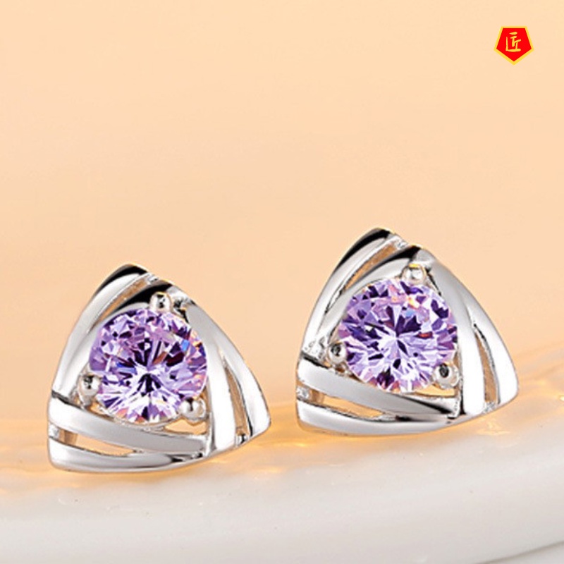 [Ready Stock]Original Triangle Diamond Silver Earrings