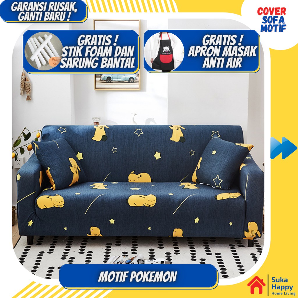 Cover Sofa Sudut Pembungkus Elastis Motif Sarung Sofa 1 Seater Siku L Shaped 2 3 4 Seater Ruang tamu