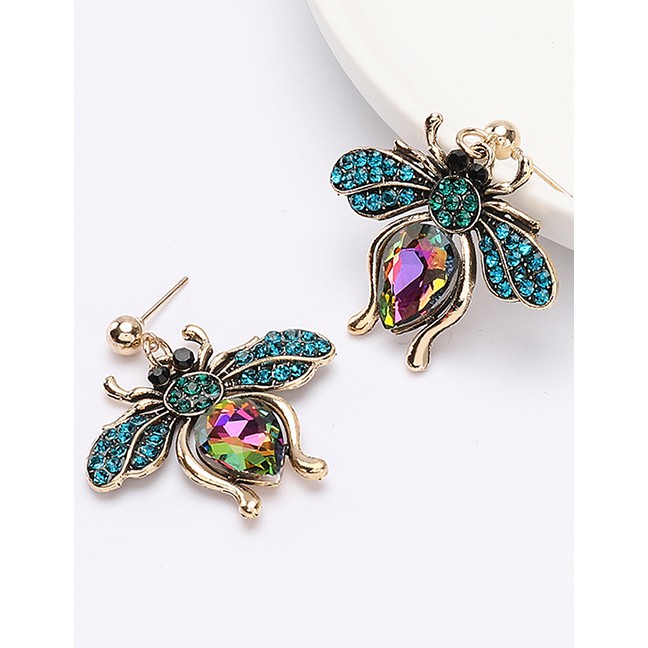 LRC Anting tusuk Fashion Alloy Diamond Bee Earrings