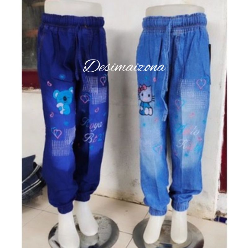 JOGGER JINS ANAK//JOGGER JIN BORDIR ANAK/ESTIMASI USIA 6-9 TAHUN