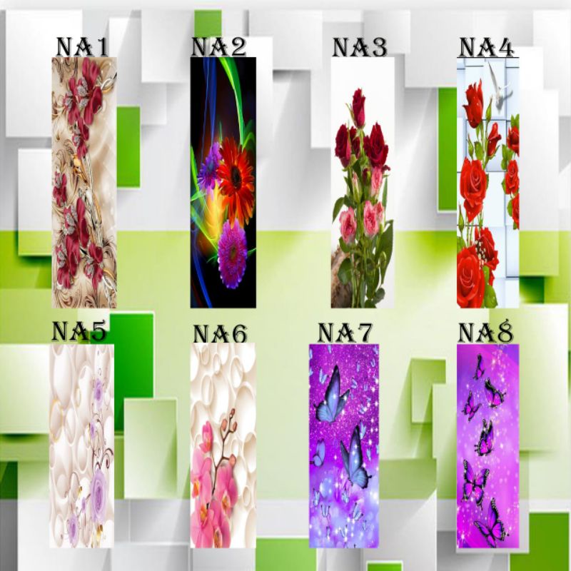 sticker lemari kaca motif bunga005