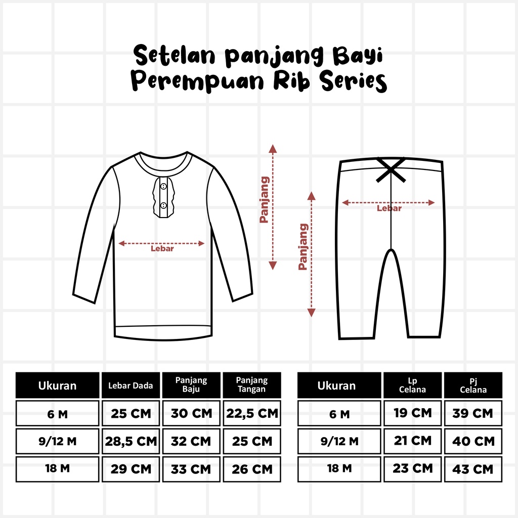 Bearhug  Setelan Lengan Panjang Rib  Bayi Perempuan  XSE9 Mixcolour Kancing Ruffle 6-18M-5