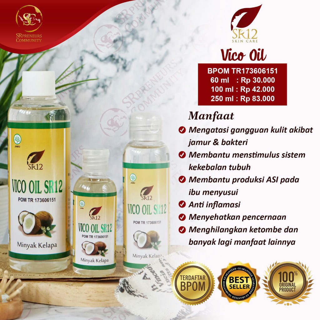 

[IMUN BOOSTER] Vico Oil - SR12 / Vco Minyak Kelapa / Coconut Oil / Virgin Coconut