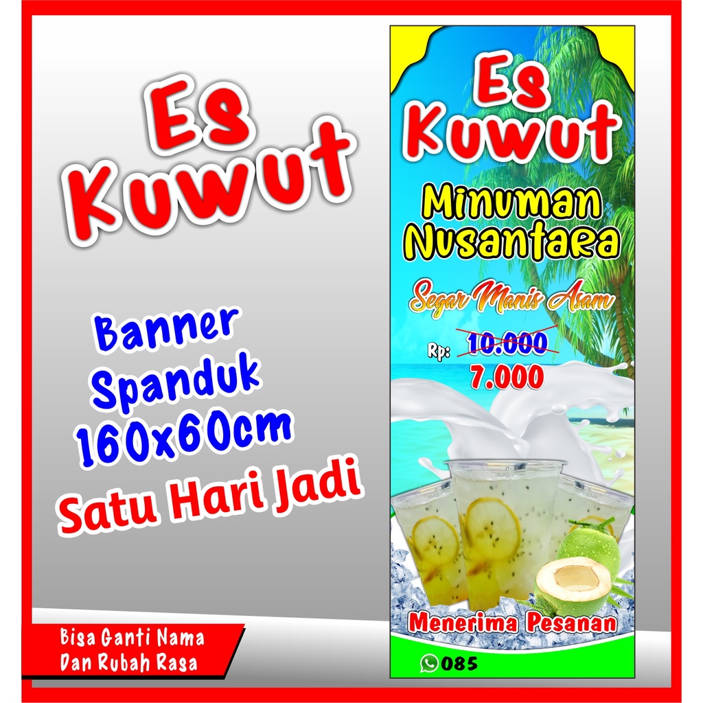 Banner Es Kuwut, Spanduk Es Kuwut 160x60cm COD