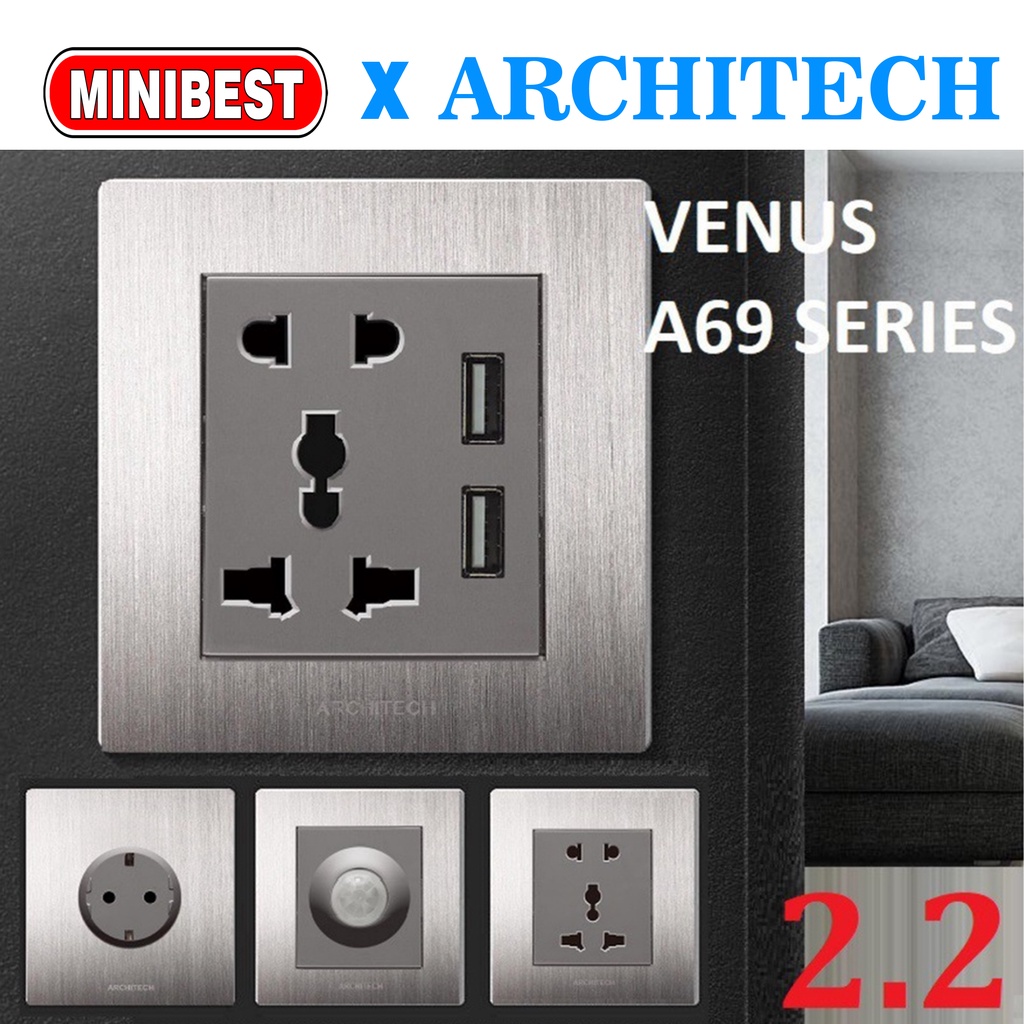 [NEW] VENUS A69 ARCHITECH SAKLAR LAMPU/ STOP KONTAK SAKELAR/ CETEKAN/ COLOKAN ARCHITECH