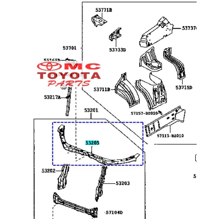 Support Sub-Assy Radiator Depan Avanza Xenia Old 53205-BZ090