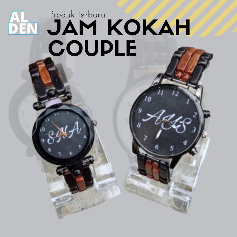 JAM TANGAN COUPLE KAOKAH, KOKAH, KOKA, JAM KOKAH REQUES NAMA/ POTO  SET LENGKAP PLUS BATRE CADANGAN