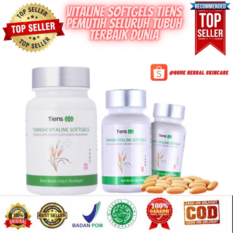 Suplemen Pemutih Badan Pria Wanita TIANSI TIENS Vitaline Softgels Original Vitamin Kulit Suplemen Ke