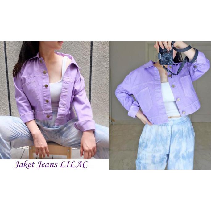 MYREDO - JAKET JEANS WANITA SAKU DEPAN LILAC PURPLE - UNGU, ALL SIZE