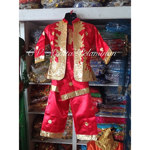 Jual Set baju adat anak laki -laki padang & topi tari TK SD karnaval