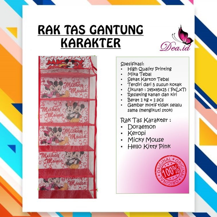 [DEASTORE] [PROMO] RAK TAS GANTUNG 5 SUSUN HJO HBO HSO KARAKTER ANAK 1kg isi 2pc