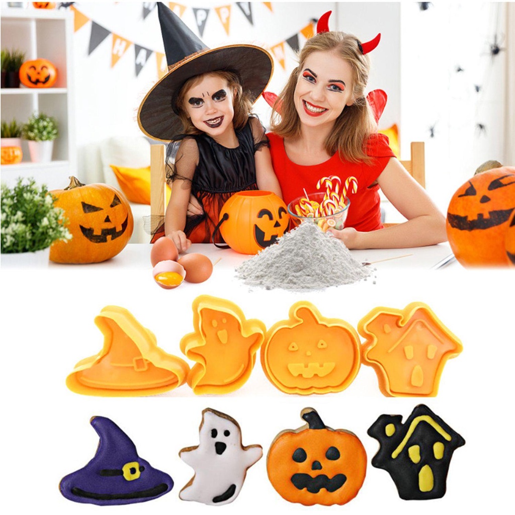 Top 8pcs Halloween Biskuit Cetakan Coklat Baking Fondant Kue Alat Cookie Cutter