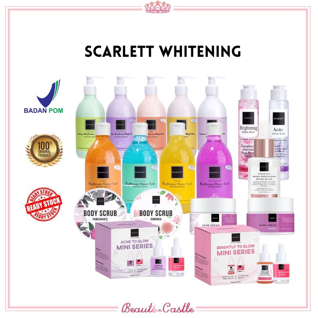 SCARLETT WHITENING BODY LOTION/ BODY SCRUB/ TONER/ SERUM/ CREAM/ GLOW MINI SERIES/ ACNE/ BRIGHTENING