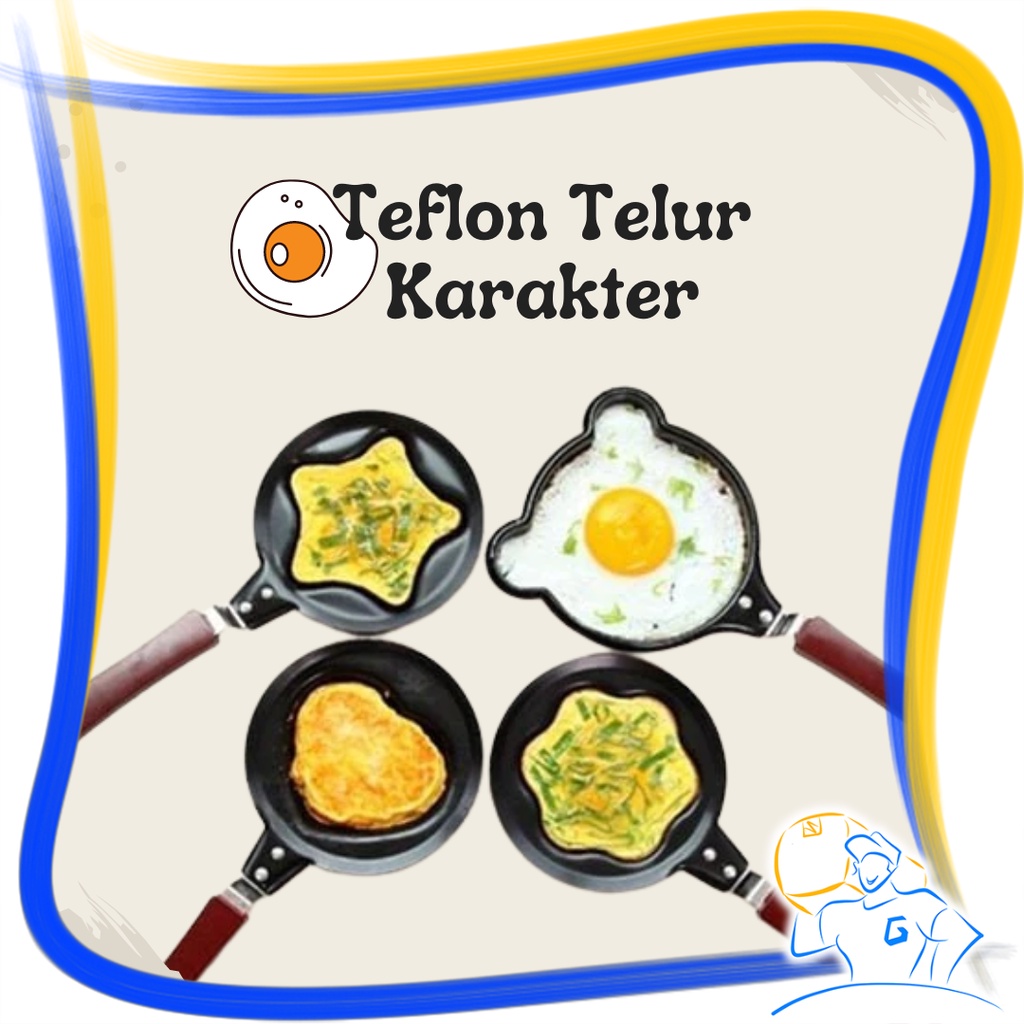 Teflon Mini Telur Karakter Frying Pan Mini Motif Anti Lengket Wajan