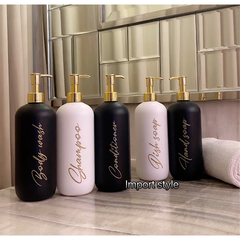 botol DOFF n24 HITAM PUTIH GOLD SWEET 500ml . aesthetic bottle refill isi ulang tempat sabun cair pump estetik