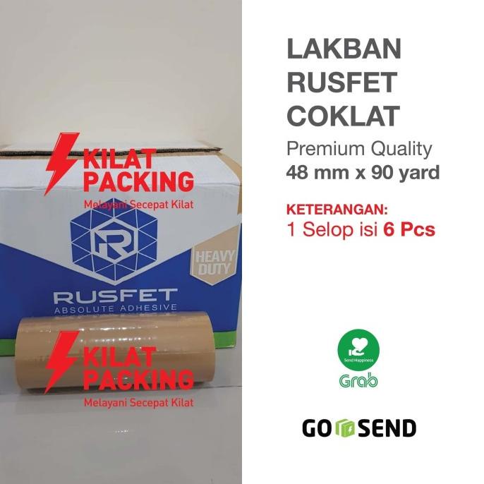 

Lakban Rusfet Coklat Premium Quality 48 mm x 90 yard 1 Selop isi 6