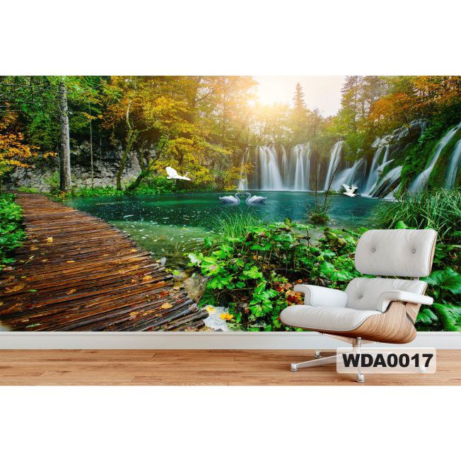 wallpaper dinding custom air terjun 3d, wallpaper dinding 3d air terjun, wallpaper 3d murah