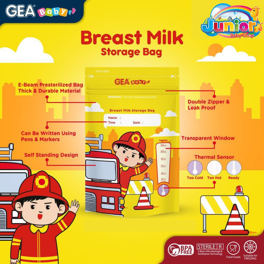 TERMURAH! GEA Baby Breast Milk Storage Bag 120ml Pouch Safari &amp; Mammals Reborn Edition - Kantong Asi