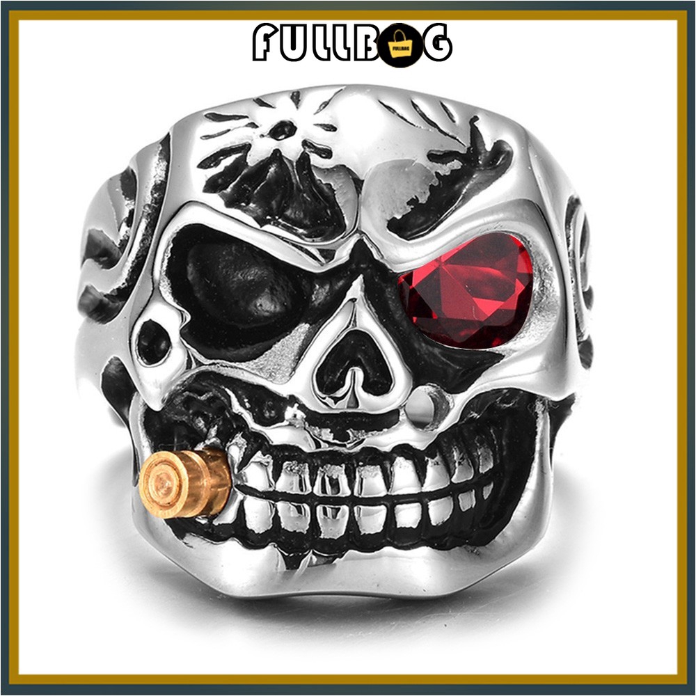 Cincin Metal Motif Tengkorak Rock Punk Vintage Warna Silver Untuk Pria Shopee Indonesia