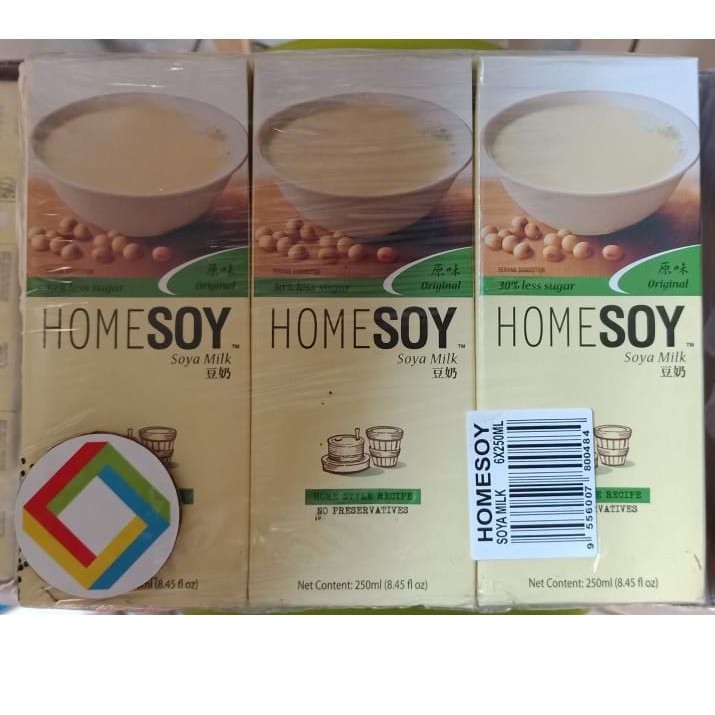 

Sari Kacang Kedelai Homesoy rasa Original 30% less sugar 1 pack @6x250ml, exp 2Apr21