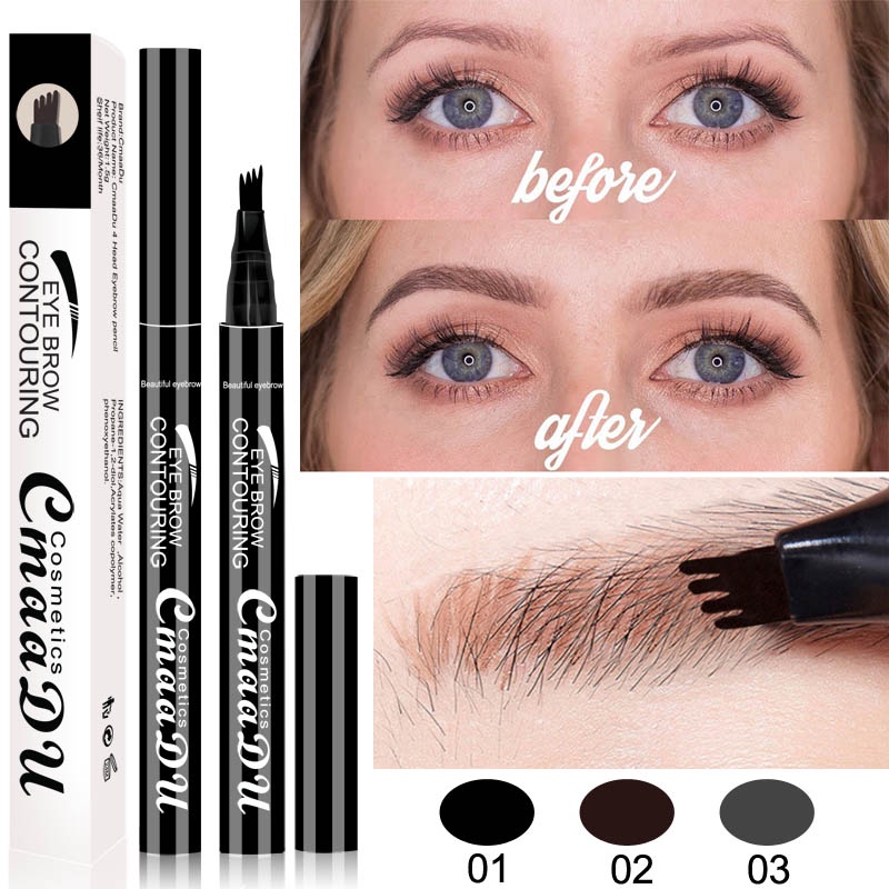 CMAADU EYEBROW CONTOURING Pencil 4 Tip Liquid Brow Tattoo Makeup Waterproof Long lasting Cosmetic Eyebrow