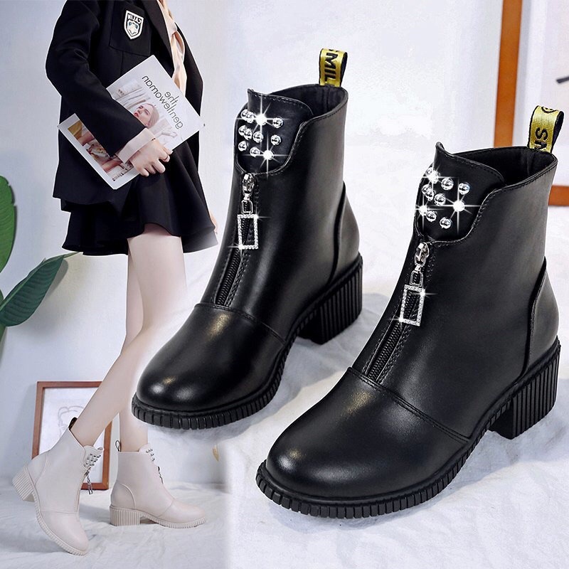 BT05 SEPATU BOOTS IMPORT WANITA KOREA SIZE 40 AKSEN MUTIARA VELVET BRITISH INGGRIS ORIGINAL