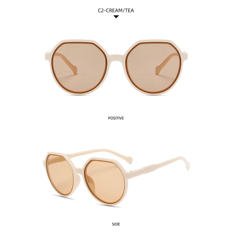 2021 new fashion retro small frame milk tea color sunglasses ins street shooting