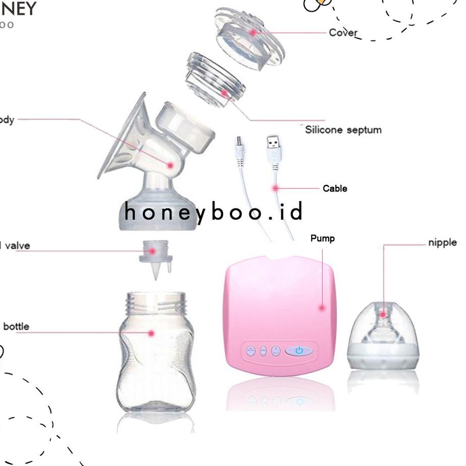 Honey Boo - Pompa ASI Elektrik Aman Breast Pump Single Automatic BPA  레