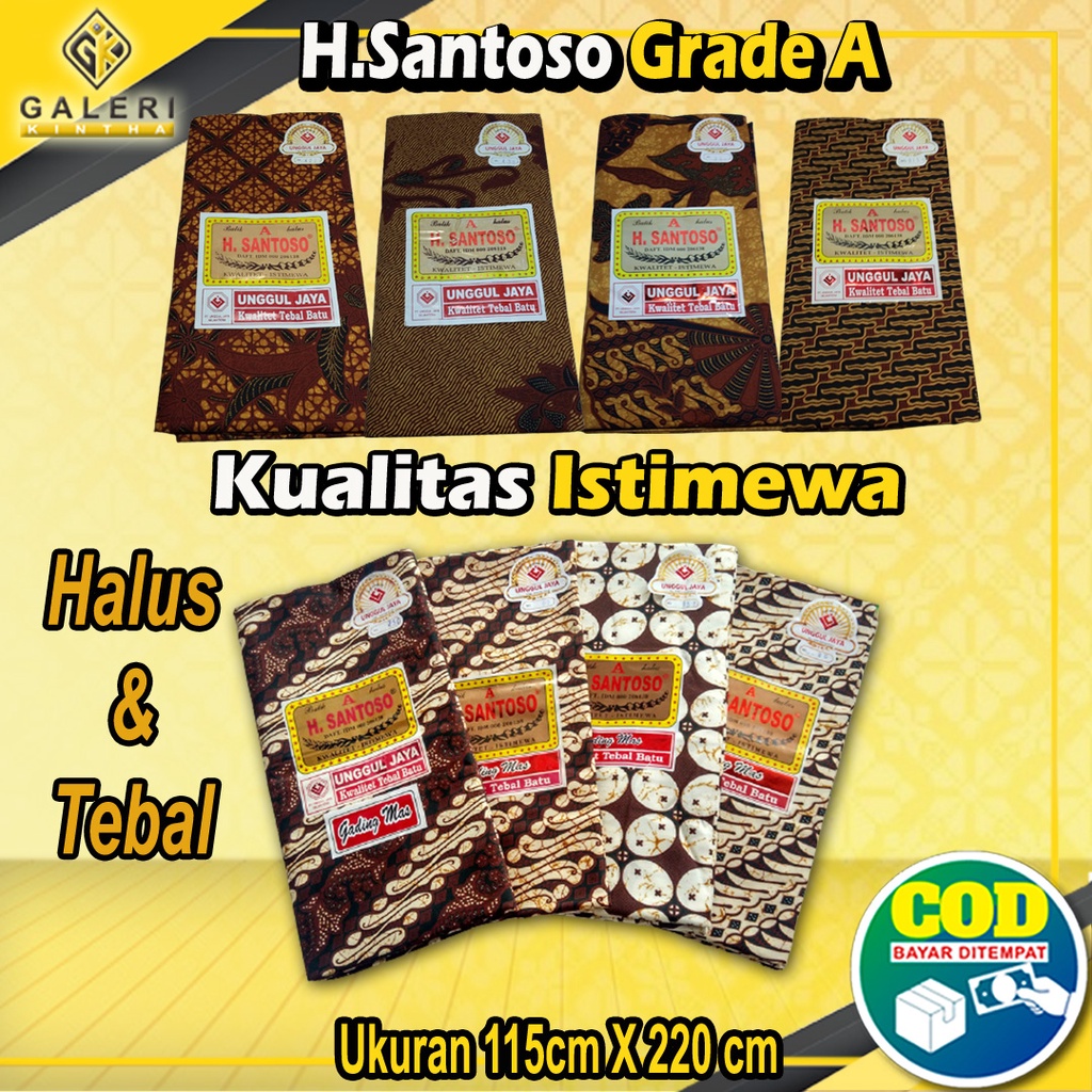 Kain Batik Jarik H Santoso Grade A Sogan Halus Tebal Panjang