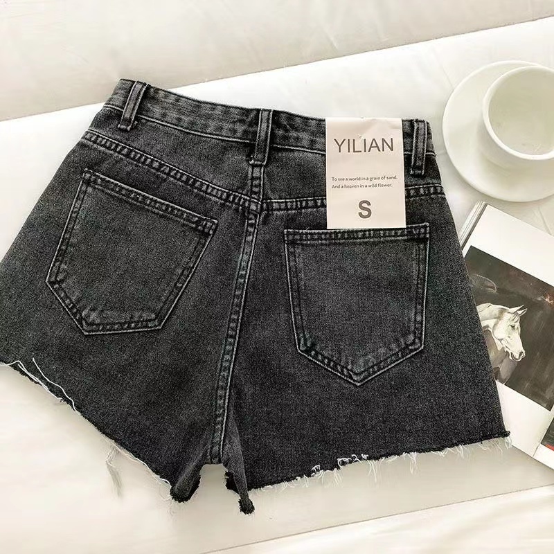 Celana Jeans Pendek Wanita Hot Pants Jeans korean style high waist Ripped sobek hotpants denim dewasa Robek xl XXl Biru hot pants kekinian shorts pants cewek ootd