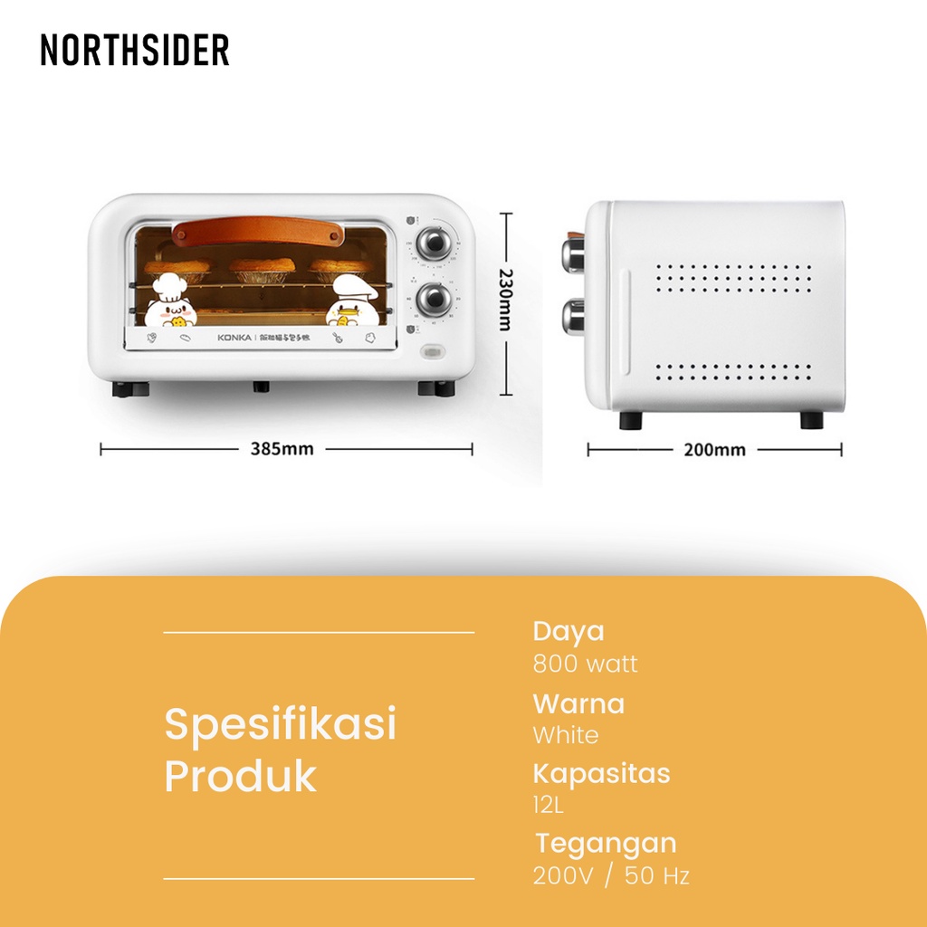 KONKA ELECTRIC OVEN LISTRIK 12L RETRO PUTIH - KAO-M12