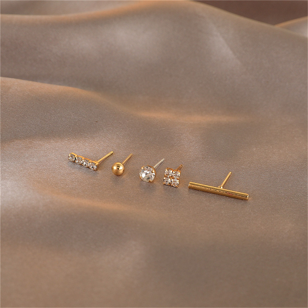 【COD Tangding】5PCS/SET Simple Korea New Fashion Earrings Party Girl Earstuds-3