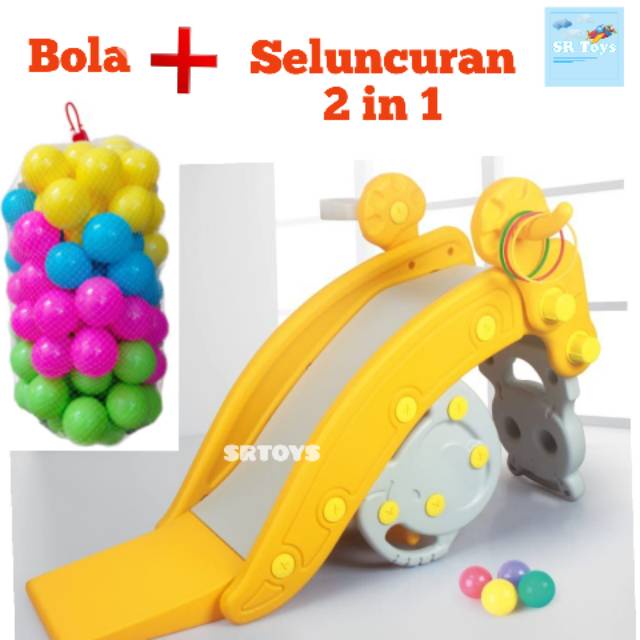 Mainan anak Paket Hemat Ayunan Perosotan Seluncuran Anak 2 in 1 dan Bola 25 bj